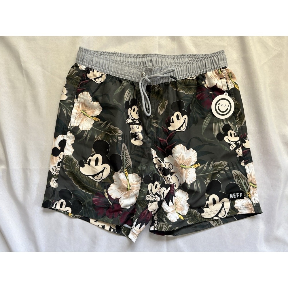 NEW Neff Disney Mickey Mouse Floral Swim Board Mickey Shorts Men's Size Medium